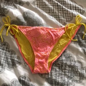 Coral and yellow bathing suit bottom